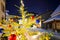 Christmas fir tree in the street of the medieval town of Gruyere