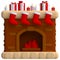 Christmas fireplace in plasticine or clay style