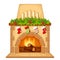 Christmas fireplace. Vector illustration.