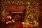Christmas Fireplace and Xmas Tree, Presents Gifts Decorations