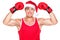 Christmas fitness boxer wearing santa hat