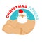 Christmas fitness. Strong Santa thumbs up. Holiday Training. Gesture of hand is all right