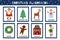 Christmas flashcards collection for kids. Flash cards set with cute winter characters