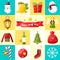 Christmas flat vector icons set.