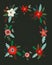 Christmas floral wreath shape for text.