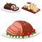 Christmas food and desserts holiday decoration xmas sweet celebration vector traditional festive winter cake homemade