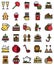 Christmas food and drinks filled icon set