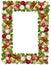 Christmas frame with fir-tree branches, balls, bells, holly, poinsettia and cones. Vector illustration.