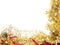 Christmas frame of shining golden tinsel