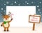 Christmas Frame Sign & Happy Reindeer