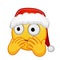 Christmas frightened face covering with hands Large size of yellow emoji smile
