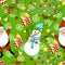 Christmas funny cartoon pattern with Santa Claus