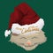 Christmas Furry Cat with Santa\'s Hat, Vector Illustration