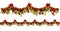 Christmas garland background with golden stars and poinsetta