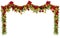 Christmas garland background with golden stars and poinsetta