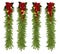 Christmas garland background with golden stars and poinsetta