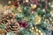 Christmas Garland Decoration with Blurred Lights