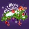 Christmas garland with gift greeting card design