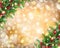 Christmas garland in rich golden bokeh background