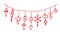 Christmas garland scribbles clipart. Hand drawn winter doodles line art. Red outline vector illustration.