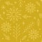 Christmas geometric seamless backdrop pattern, snowflakes, gold ornaments on gold background