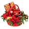 Christmas gift basket on white background