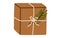 Christmas gift box in kraft paper, holiday wrapping. Present decorated with berry branch