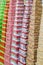 Christmas gift boxes standing in rows. Background texture
