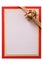 Christmas gift card gold bow flat vertical isolated white background red border