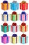 Christmas gifts birthday gift presents background collection collage present isolated on white