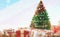 Christmas gifts with green decorated fir 3d-illustration