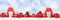 Christmas gifts presents balls banner decoration snow winter background copyspace