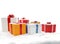 Christmas gifts presents boxes 3d-illustration with Santa Claus