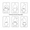 Christmas gifts tag labels of fairy tale gnomes hand drawn in simple outline doodle style