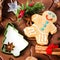 Christmas Gingerbread baking background dough, cookie cutters, s