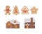 Christmas gingerbread collection. Holiday cookies flat illustration