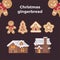 Christmas gingerbread collection. Holiday cookies flat illustration