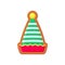 Christmas gingerbread cookie in shape of Elf hat. Flat vector illustration