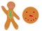 Christmas gingerbread cookies in the shape of a man and circle decorated colored icing