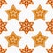 Christmas gingerbread cookies stars seamless pattern