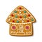 Christmas gingerbread house. Festive homemade sweet cookies on a white background. Vector illustration
