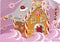 Christmas gingerbread house sugar drizzled with icing