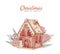 Christmas gingerbread house watercolour hand painting isolated on wh ite background