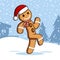 Christmas Gingerbread Man Cartoon Character Running