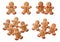 Christmas gingerbread men figures isolated on a transparent background. Christmas and New Year holidays.