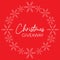 Christmas giveaway banner for online contest with prize. Social media template with white snowflake garland on the red background
