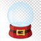 Christmas glass magic ball with santa hat. Transparent glass sphere with snowflakes. Vector illustration.