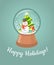 Christmas glass snow ball with happy snowman
