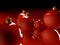 Christmas glossy baubles red balls 3d render