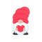 Christmas gnome. A little gnome wearing a red woolen hat. celebrate on christmas